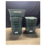 11 Green Plastic Storage Totes