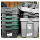 10 Green and Gray Plastic Totes