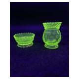 2 Vtg Uranium Vaseline Glass Bowls
