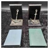 2 Anchor Themed Books Ends & 2 Wood Books