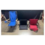 Three Folding Beach Chairs