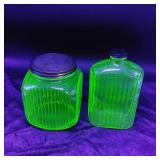 Uranium Glass Water Bottle and Cannister