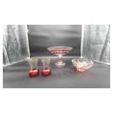 1 Mikasa Crystal and 3 Glass with red Accents