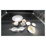 8 Various Porcelain And 1 Milk glass Bowls