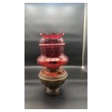 B&H No.96 Oil Lamp with Red Glass Shade