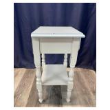 Wooden 1 Drawer Side Table Painted White and Blue