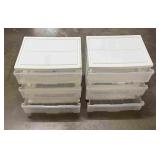 2- Plastic 3 Drawer Storage Units on Wheels