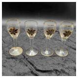 Set of 4 Goldtone Tipped floral Champaigne Glasses