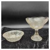 2 cut and patterned Glass bowls