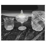 3 Purple tint Patterned Glass Items