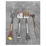 Two Short Shovels, Spade, and Axe