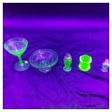 5 Various Pieces of Uranium Glass