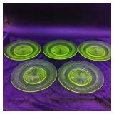 5 Anchor Hocking Uranium Depression Glass Plates