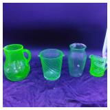 4 Various  Uranium Glass Items
