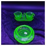 4 Uranium Glass Dishes