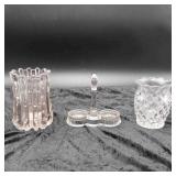 3 Purple tinted glass items