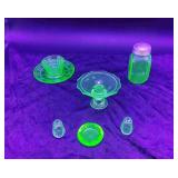 7  Depression Uranium Glass Items
