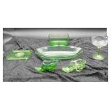 6  Light Green Depression Glass Items