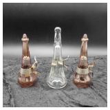 2 Pink and 1 Clear Car Vase