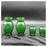 2 sets of Dark Green Vases, Total 4 vases