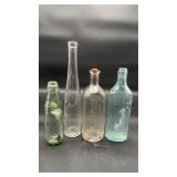 4 Various Soda and Medicine Bottles