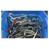 Plastic Tote of Coat Hangers, Various Misc