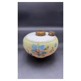 Milk Glass Oil Lamp Base Only with Floral