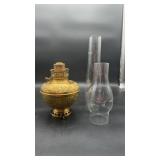 B & H Brass Oil Lamp with 2 Chimneys