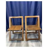 Two Folding Wooden Chairs