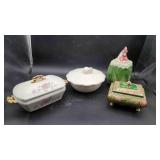 Various Ceramic and Metal Lidded Dishes