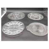 4 Clear Glass Platters