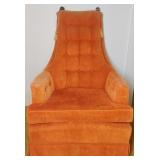 Orange High Back Tufted Velvet Arm Chair
