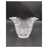L. E. Smith Clear Carnival Glass Aurora Leaf Vase