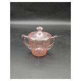 Pink Depression Cherry Blossom Sugar Bowl w/ lid