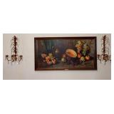Steel Life Cruz Fruit Picture and 2 Metal Sconces
