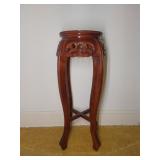 Marble Top Wooden Accent Table with Carvings