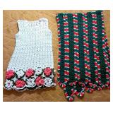 Vtg Crocheted Dress & Afgan
