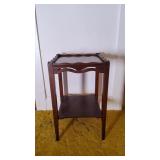 Wooden Side Table with Glass Centerpiece