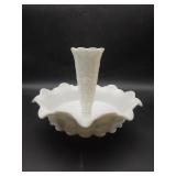Westmooreland Paneled Grape Milk Glass Epergne Set
