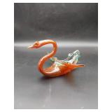 Hand Blown Art Glass Swan Bowl