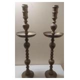 Pair of Tall Brass Candlestick Holders