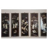 5 Panel Chinese Mother of Pearl Wall Art