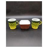 Two Green Fire King Mugs