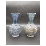 2 Imperial Glass Blue Carnival Vases