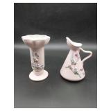 Pink Hull Vase and Pitcher with Birds