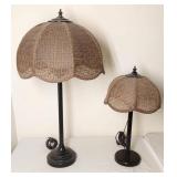 Two Wicker Shade Lamps