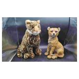 Cheetah Statue and Plush Leopard