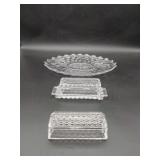 Fostoria Platter and Butter dish and extra lid