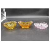 3 Pressed Glassed Small Bowls.