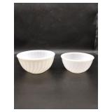 2 Fire King White Swirl Mixing Bowls